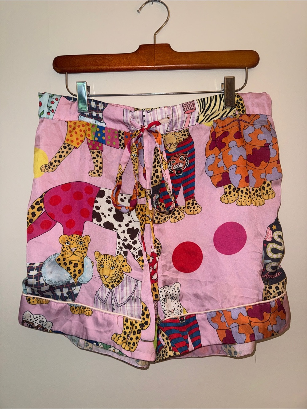 Karen Mabon PJ pajama shorts Oink Leopards women’s Small S EUC